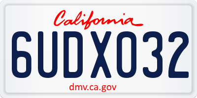 CA license plate 6UDX032