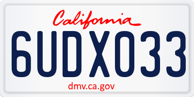 CA license plate 6UDX033