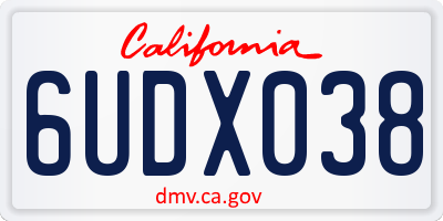 CA license plate 6UDX038