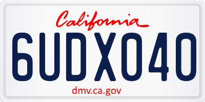 CA license plate 6UDX040