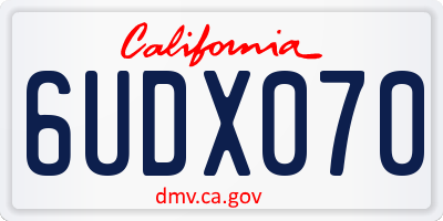 CA license plate 6UDX070
