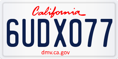CA license plate 6UDX077