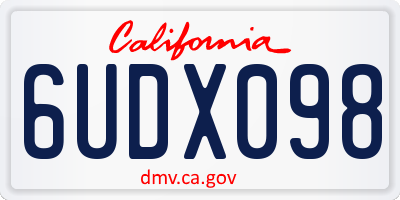 CA license plate 6UDX098