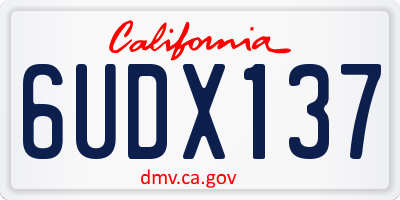 CA license plate 6UDX137