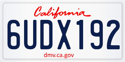 CA license plate 6UDX192