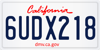 CA license plate 6UDX218