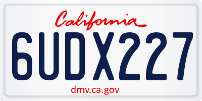 CA license plate 6UDX227