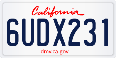 CA license plate 6UDX231