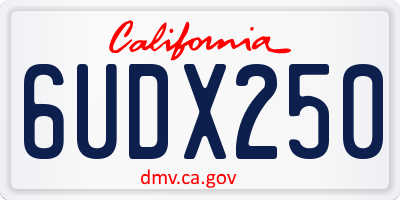 CA license plate 6UDX250