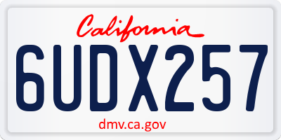 CA license plate 6UDX257