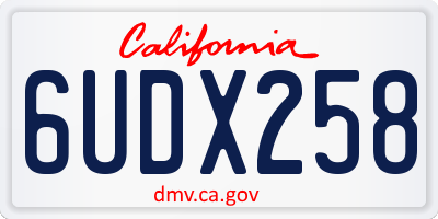 CA license plate 6UDX258