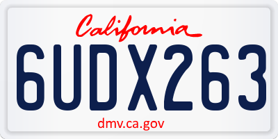 CA license plate 6UDX263