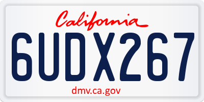 CA license plate 6UDX267