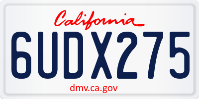 CA license plate 6UDX275