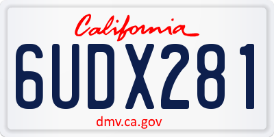 CA license plate 6UDX281