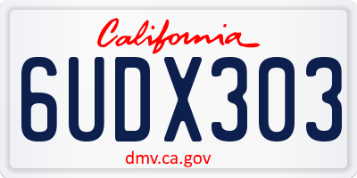 CA license plate 6UDX303