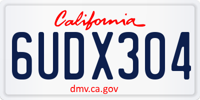 CA license plate 6UDX304