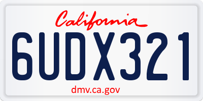 CA license plate 6UDX321