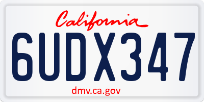 CA license plate 6UDX347