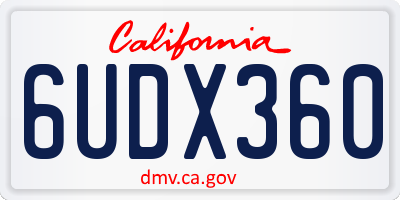 CA license plate 6UDX360