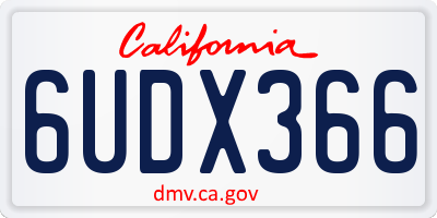 CA license plate 6UDX366