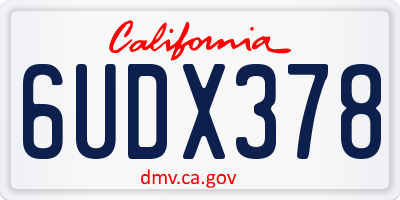 CA license plate 6UDX378