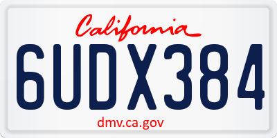CA license plate 6UDX384