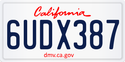 CA license plate 6UDX387