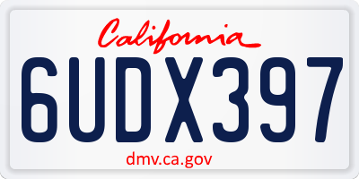 CA license plate 6UDX397