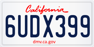 CA license plate 6UDX399