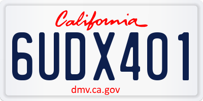 CA license plate 6UDX401