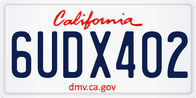 CA license plate 6UDX402