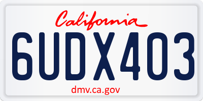 CA license plate 6UDX403