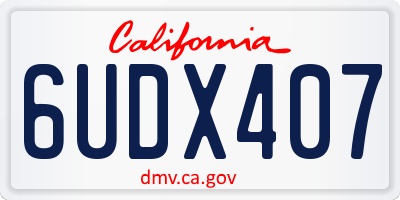 CA license plate 6UDX407