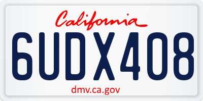 CA license plate 6UDX408