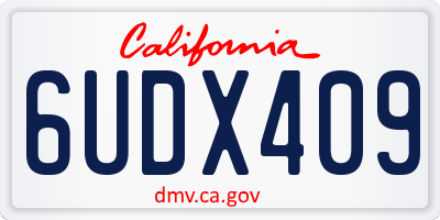 CA license plate 6UDX409