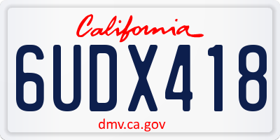 CA license plate 6UDX418