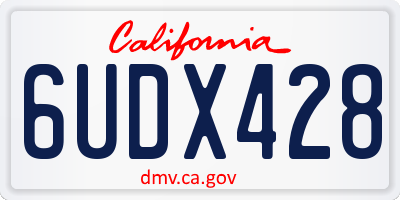 CA license plate 6UDX428