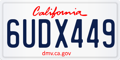 CA license plate 6UDX449