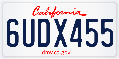 CA license plate 6UDX455