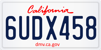 CA license plate 6UDX458