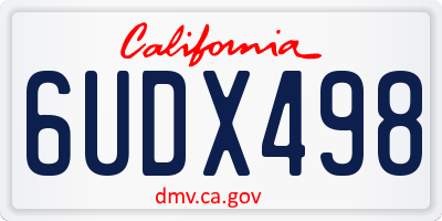 CA license plate 6UDX498