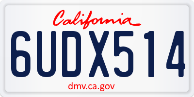 CA license plate 6UDX514