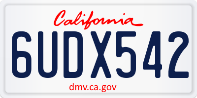 CA license plate 6UDX542
