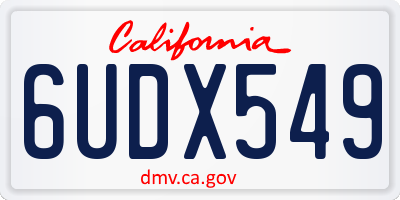 CA license plate 6UDX549