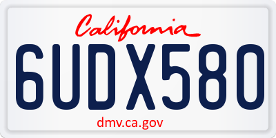 CA license plate 6UDX580