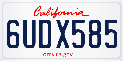CA license plate 6UDX585