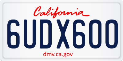 CA license plate 6UDX600