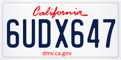 CA license plate 6UDX647