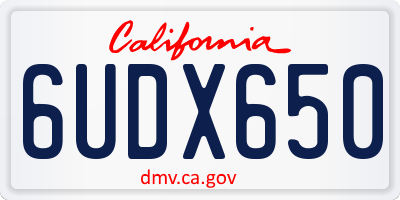 CA license plate 6UDX650